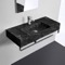 Black Marble Design Wall Mounted Sink With Black Towel Bar